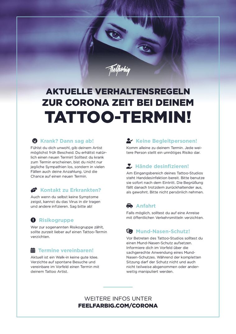 Corona Regeln beim Tattoo Termin